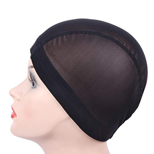 YANTAISIYU 2 Pcs Black Mesh Wig Caps - Stretchable Nylon Dome Caps