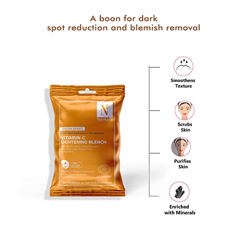 Nutriglow Advanced Organics Vitamin C Bleach for Tan Removal, and Hair Lightening (6 in 1) - 20g