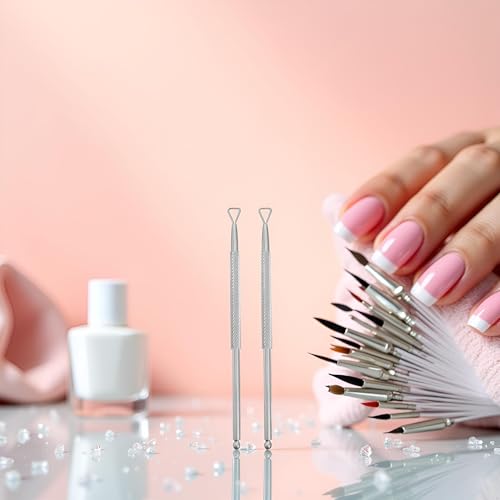 Stainless Steel Cuticle Pusher Set - 2 Professional Nail Care Tools