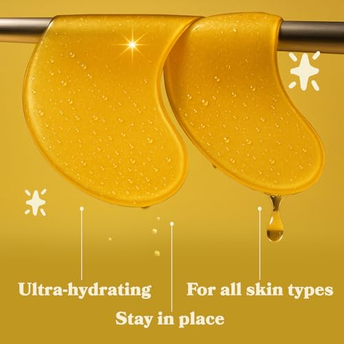 LE GUSHE Gold Under Eye Patches 20 Pairs – Hydrating Collagen & Snail Mucin for Puffy Eyes & Dark Circles