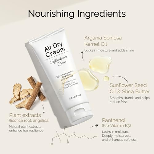 Air Dry Cream for Frizz Control - Lightweight Hair Smoothing, 4 oz