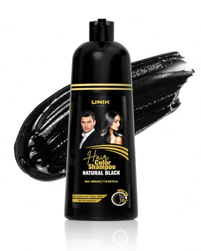 Natural Black Hair Dye Shampoo - 400ml Ammonia-Free Color for Grey Hair
