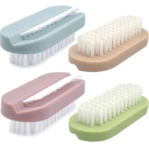 Ylijxqc 4-Pack Double-Sided Nail Brush Set for Manicure & Pedicure Cleaning