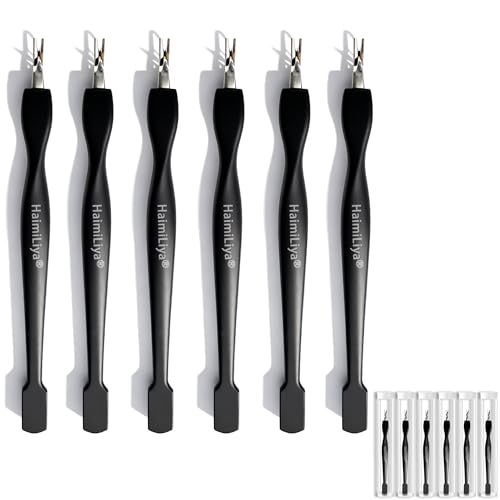 HaimiLiya 6Pcs Black 2-in-1 Cuticle Fork & Pusher Nail Care Tools, Gentle Plastic