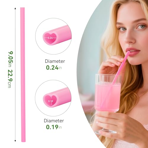 100 Heart-Shaped Plastic Straws for Valentine's Day & Parties