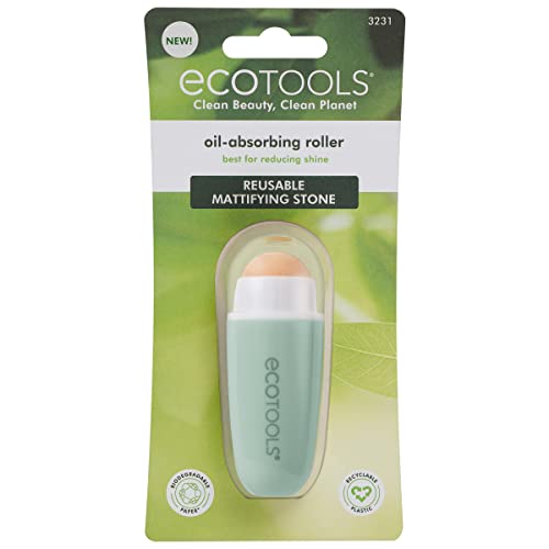 EcoTools Oil Absorbing Facial Roller with Volcanic Stone - Reusable Shine Control Tool for Oily Skin