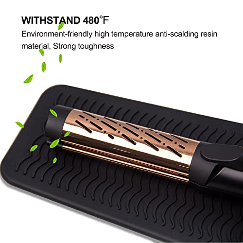 Silicone Heat Resistant Travel Mat Pouch for Hair Tools - Black | Fits Flat Iron, Curling Wand, Crimper