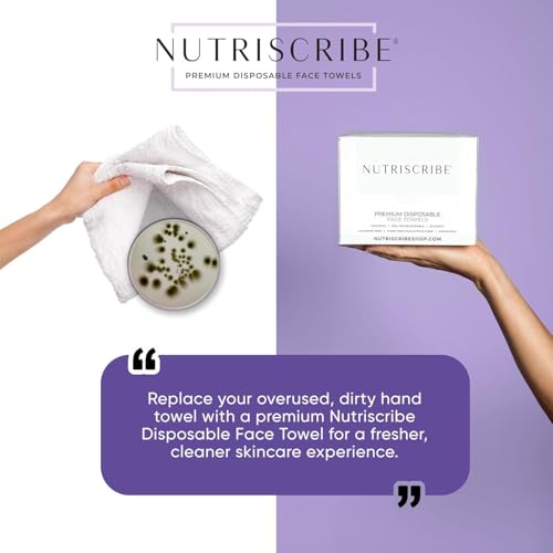 Nutriscribe Disposable XL Face Towels, 100% Eucalyptus Fiber Wipes, 50 Ct