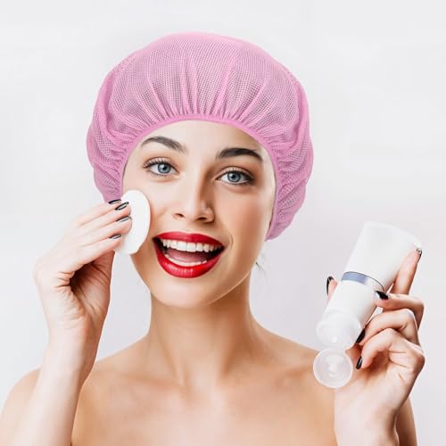 Bremorou 4-Pack Mesh Sleeping Caps for Curly Hair - Soft Night Hair Nets for Women