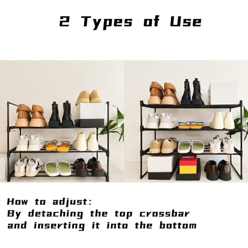 3-Tier Metal Shoe Rack Organizer - Space-Saving Storage for Entryway & Closet