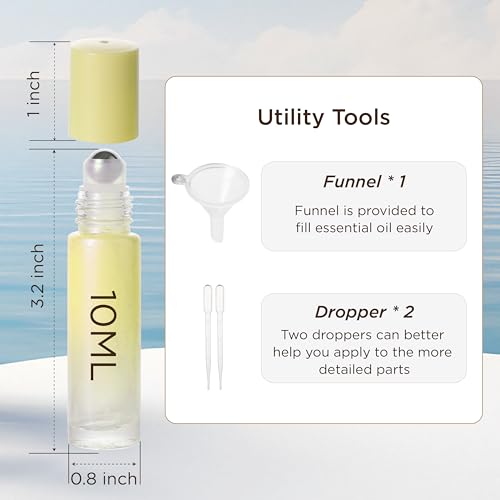 SESENSE 10ml Essential Oil Roller Bottles - 12 Pack with Funnel & Dropper