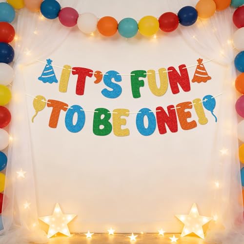 It's Fun to Be One Banner | Colorful 1st Birthday Decorations
