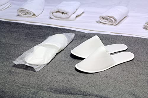 CHOCHILI White Disposable Hotel Slippers 10-11 / Pack of 5 for Guests, Spa & Wedding