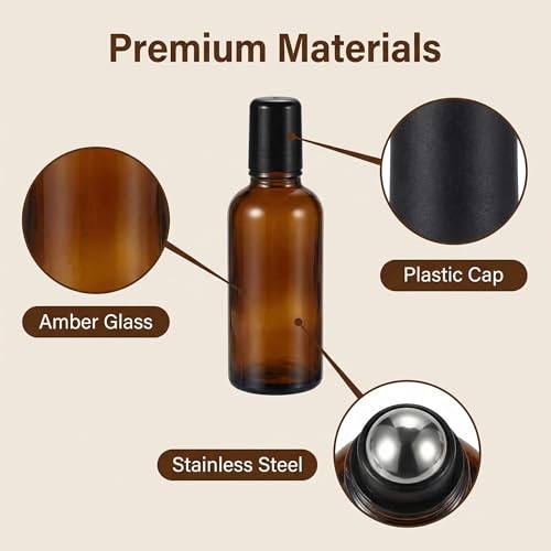 3-Pack 30ml Glass Roll-On Bottles for Essential Oils & Perfumes