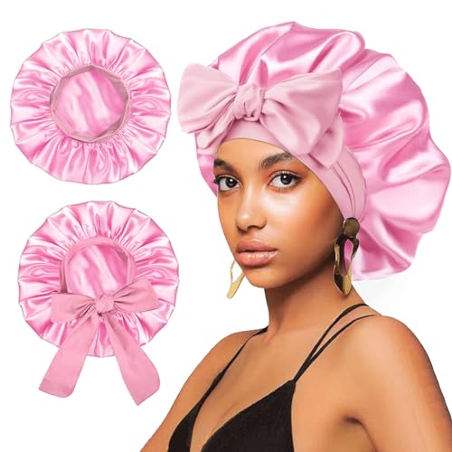 Extra Large Satin Silk Hair Bonnets for Sleeping - 2 Pack