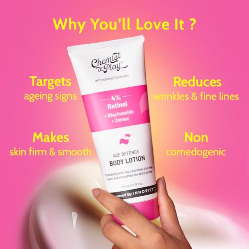 Chemist at Play Anti-Aging Body Lotion with Retinol & Niacinamide - Brightening Moisturizer for Dry & Oily Skin, 7 oz