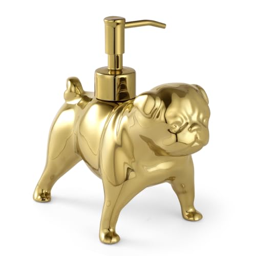 Gold Pug Soap Dispenser - Charming Ceramic Dog Lover Gift