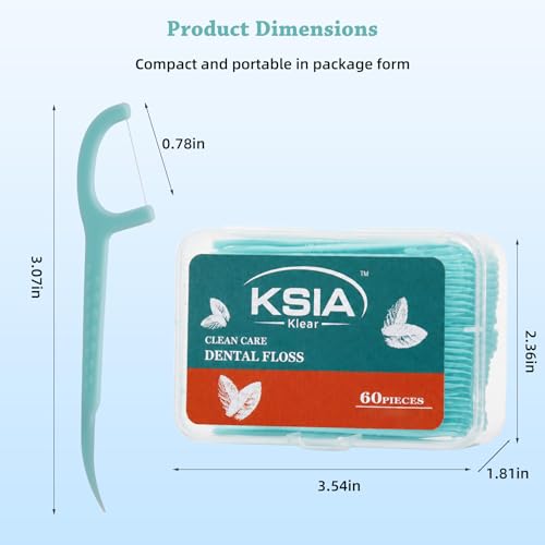 KSIA Unflavored Dental Floss Picks 480 Count with Portable Cases - Gentle Oral Cleaning