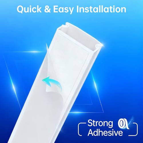 Delamu TV Cord Hider - Large Cable Covers for 3-4 Wires, White