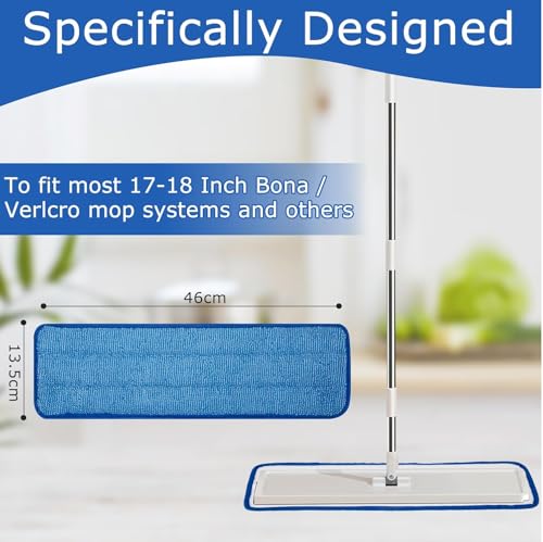 18-Inch Microfiber Mop Pad Refill - 3 Pack for Wet & Dry Cleaning