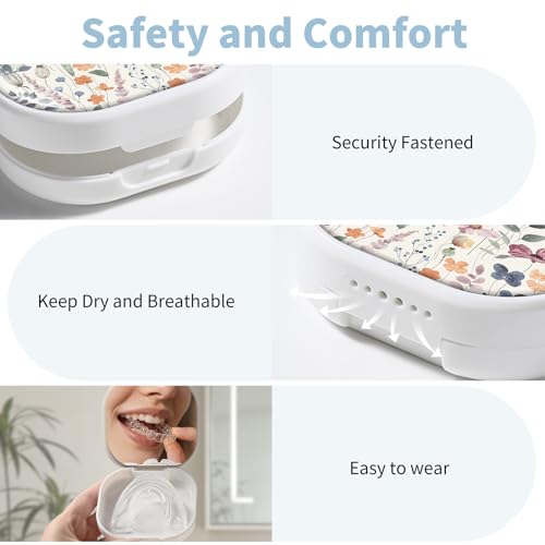2 Pack Floral Retainer Case with Mirror & Ventilation Holes