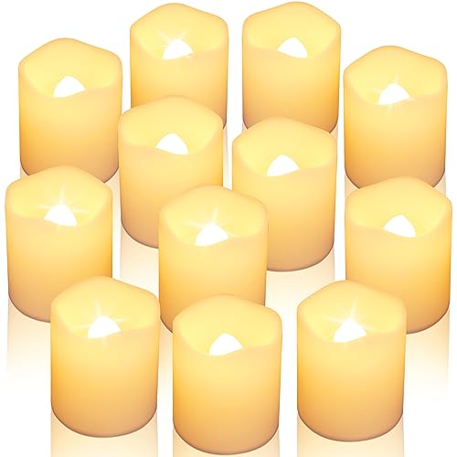 SHYMERY Flameless Votive Candles with Timer - 12 Pack LED Tea Lights