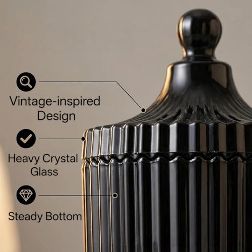 Black 3-Piece Powder Puff Set with Glass Container for Body & Face