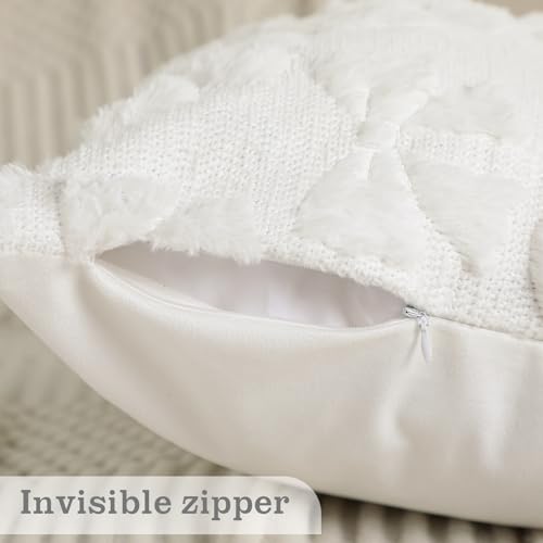 Mixweer Cream White Bow Pillow Covers Set of 2, 18x18