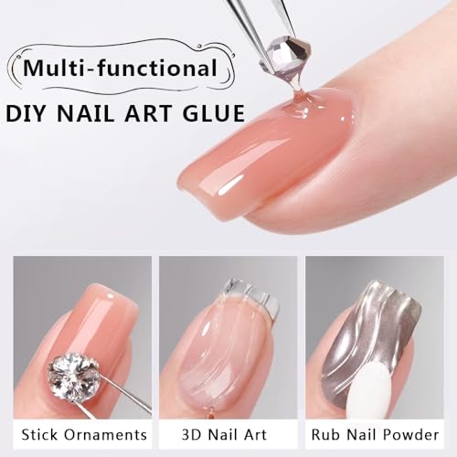 SUTOKAKA Rhinestone Glue for Nails, Super Strong Gel Nail Charms