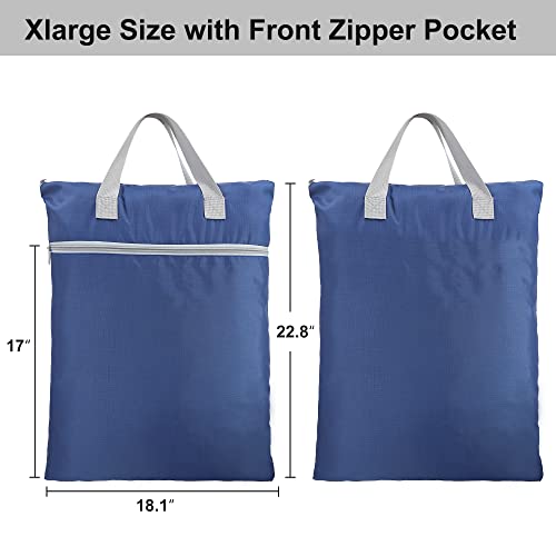 BeeGreen Navy Blue Hanging Laundry Hamper with Zippered Pockets