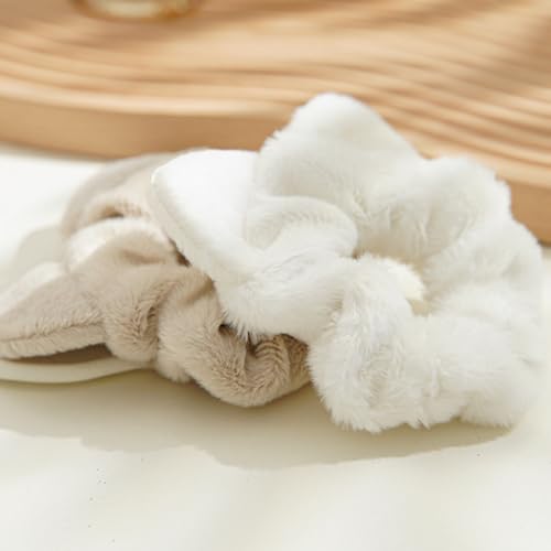 4-Pack Plush Cat Ear Hair Scrunchies for Girls & Women