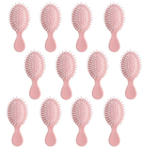 12 Pack Mini Pink Hair Brushes for All Hair Types - Travel-Friendly