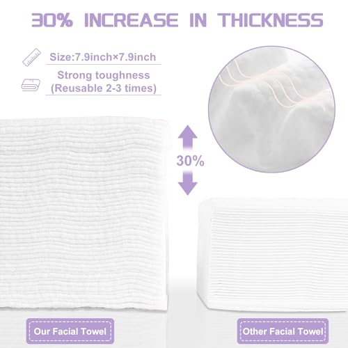 LRCXL 400 Count Disposable Face Towels - Soft Cotton Dry Wipes for Makeup Removal & Cleansing