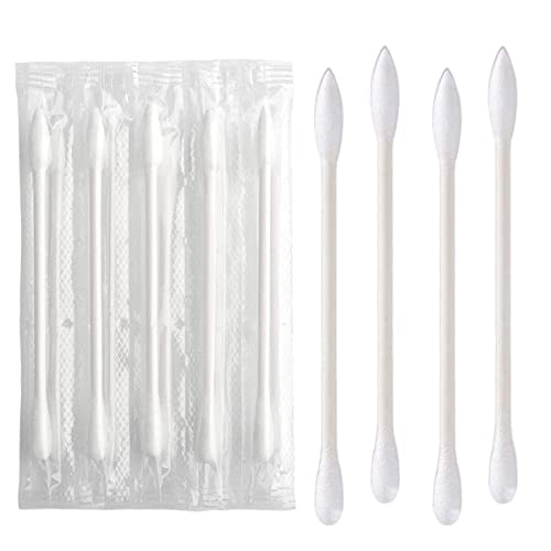 HQSLsund 500 Pack White Individually Wrapped Cotton Swabs Double-Pointed Tips