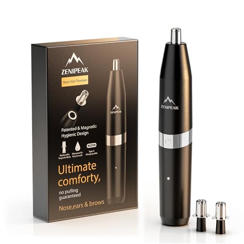 Professional Nose Hair Trimmer for Men & Women, USB-C Rechargeable Electric Ear & Nasal Clipper, Micro-Vacuum, Painless 8000 RPM, 3 Patented Magnetic Heads, Waterproof Travel Kit.