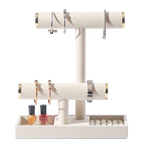 ByKen 2-Tier Jewelry Organizer Stand with Velvet Tray