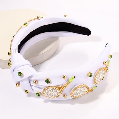 Game Day Tennis Knot Headband Beaded Wide Sport Headband for Women & Men
