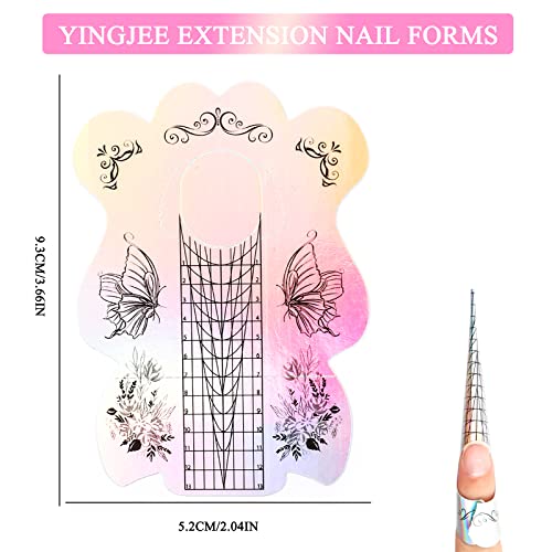 YINGJEE 200PCS Pink Acrylic Nail Form Tips for Nail Extension DIY Manicure - 0.4 Fl Oz