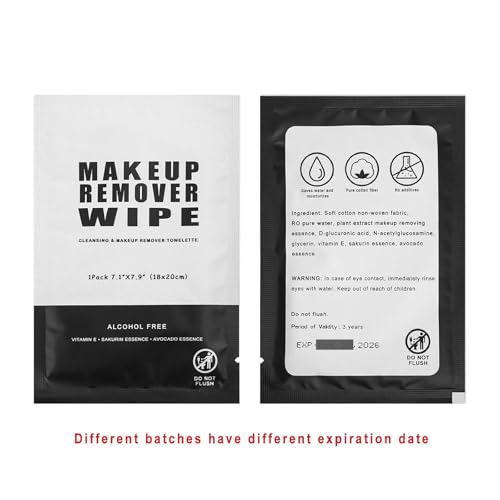 Gisdo Black Makeup Remover Wipes - 100 Individually Wrapped Cloths