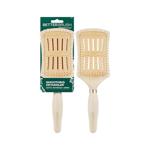 EcoTools Smoothing Detangler Paddle Brush - 1 Count | Flexible Bristles for Wet or Dry Hair