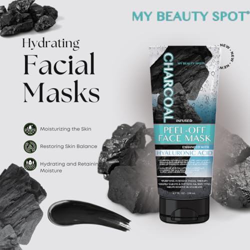My Beauty Spot Charcoal Face Mask Peel-Off with Hyaluronic Acid 6.7oz for Blackheads & Pores
