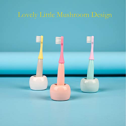 newrichbee 6 Pack Little Mushroom Toddler Toothbrush for 2-4 Years Old – Soft Silicone Baby Toothbrush, Fun Kid-Friendly Design