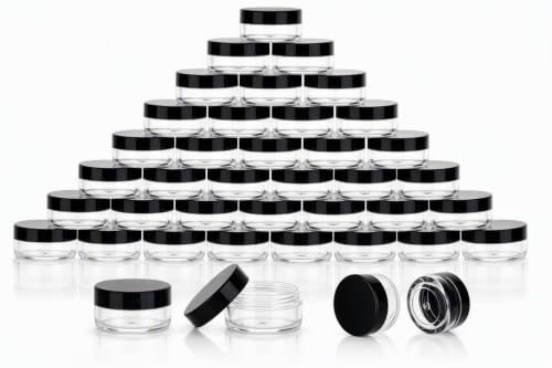Black 100-Pack 5g Sample Containers Lip Balm Jars - Refillable & Leak-Proof
