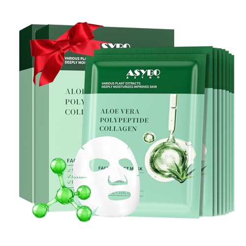 ASYBO Collagen & Aloe Vera Facial Sheet Mask - 20 Pack Anti-Aging Skincare