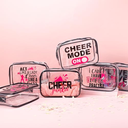Cheerleading Theme Makeup Bags - 12 Pcs Clear PVC Zipper Pouch