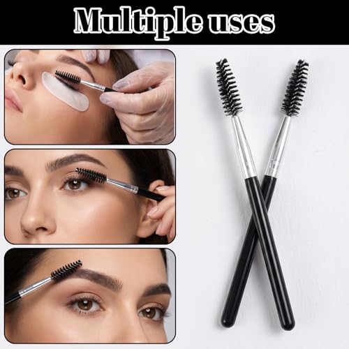 10 Pack Reusable Eyelash & Eyebrow Spoolie Brushes - Black
