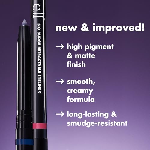 e.l.f. No Budge Retractable Eyeliner - Waterproof, Creamy & Vegan, Ruby