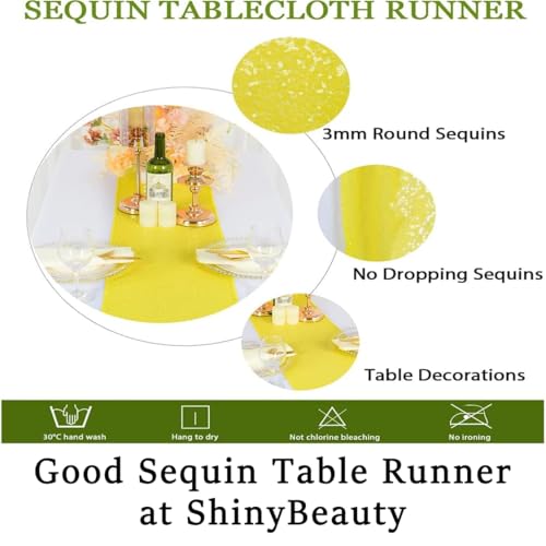 Yellow Sequin Table Runner 12x72 Inch - 2 Pack for Parties