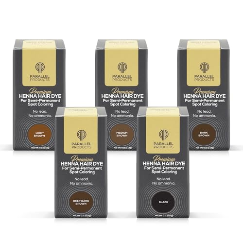 Parallel Products Dark Brown Henna Hair Dye Kit for Spot Coloring - 3g with Mixing Dish