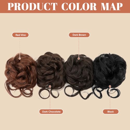 SARLA 2-Pack Messy Bun Hair Piece - Wavy Curly Synthetic Updo Scrunchie